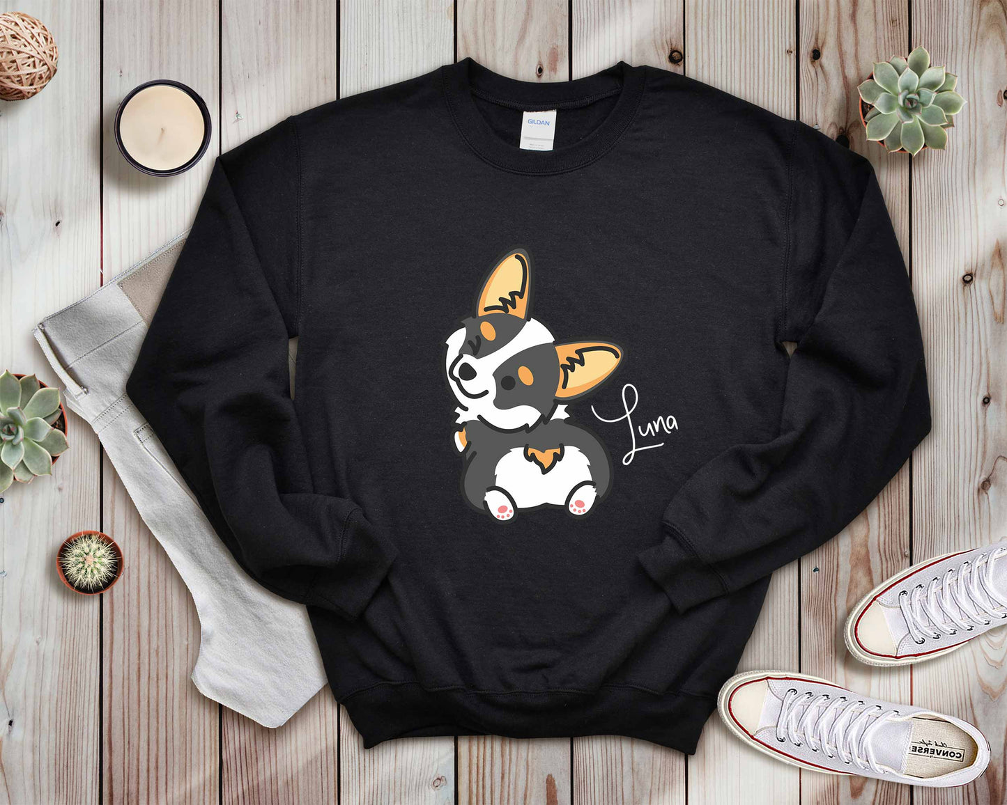 Tricolor Cheeky Corgi Personalized Sweater