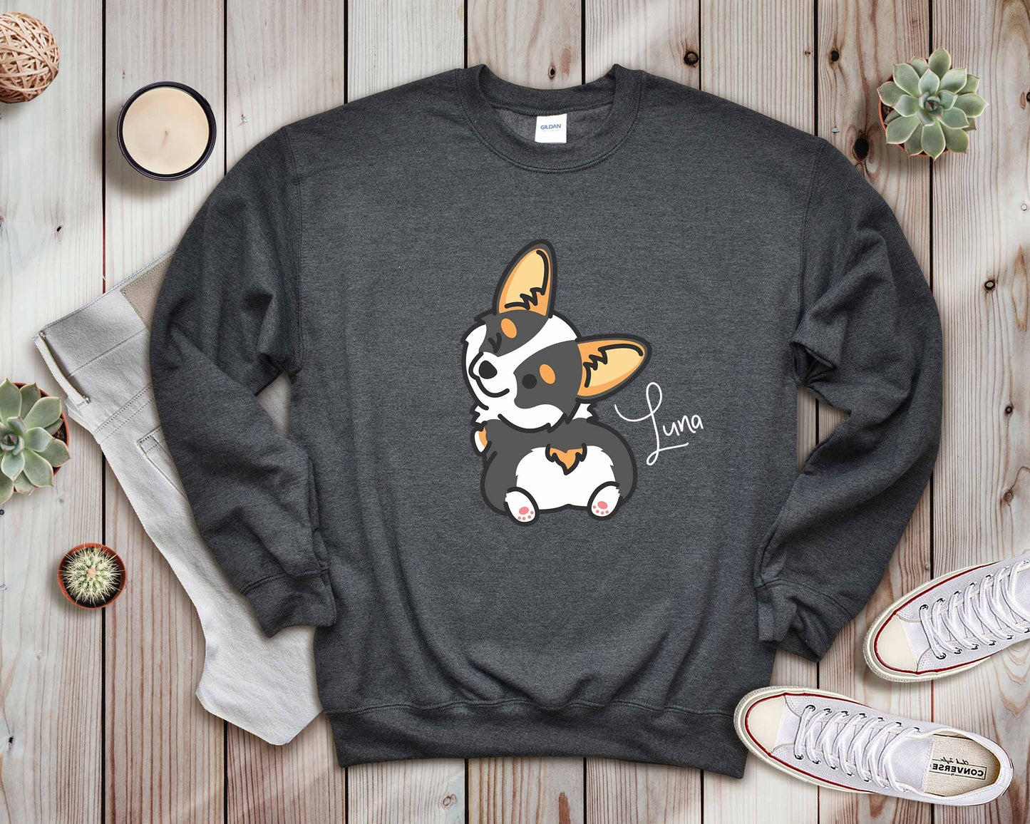 Tricolor Cheeky Corgi Personalized Sweater