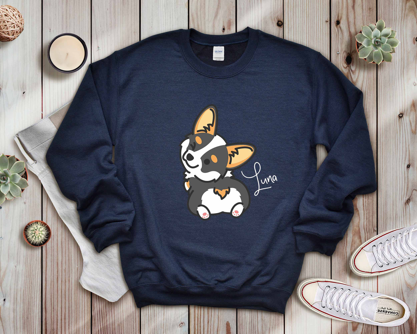 Tricolor Cheeky Corgi Personalized Sweater