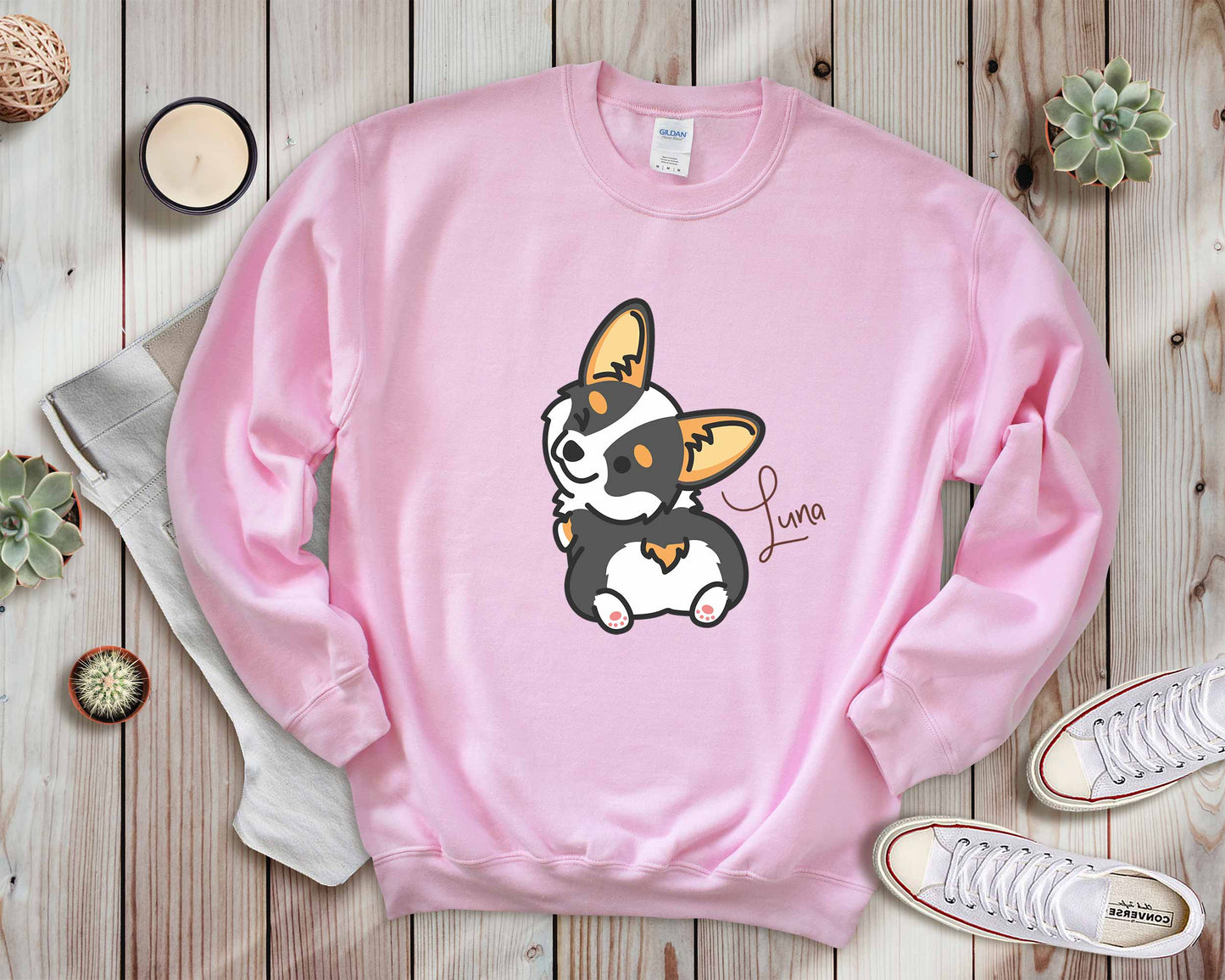 Tricolor Cheeky Corgi Personalized Sweater