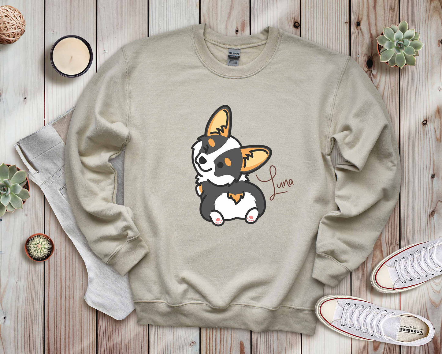 Tricolor Cheeky Corgi Personalized Sweater