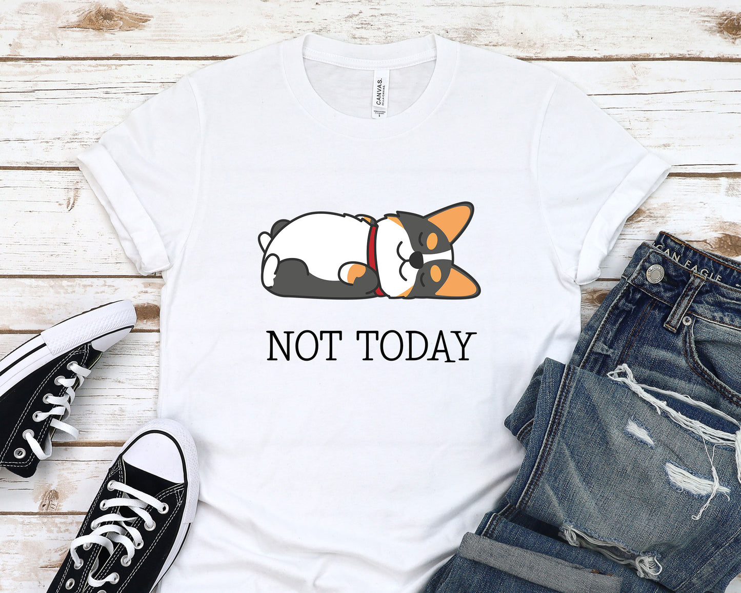 Tricolor Corgi Not Today T-Shirt
