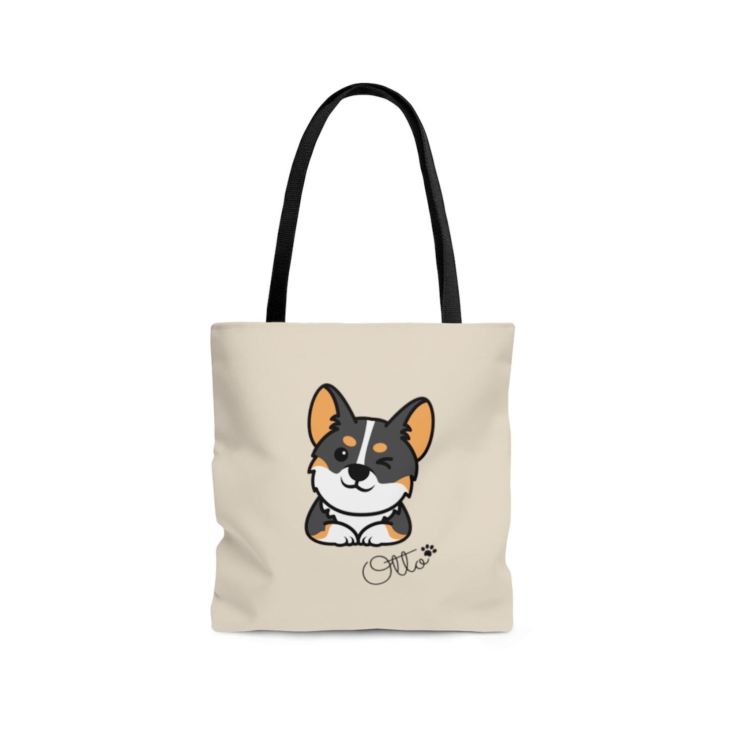 Tricolor Corgi Wink Personalized Tote Bag
