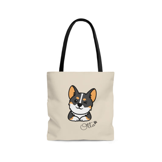 Tricolor Corgi Wink Personalized Tote Bag