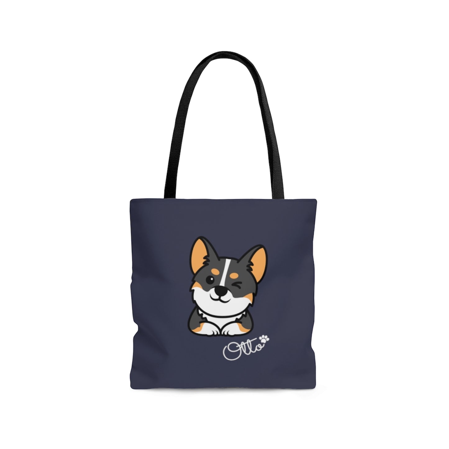 Tricolor Corgi Wink Personalized Tote Bag